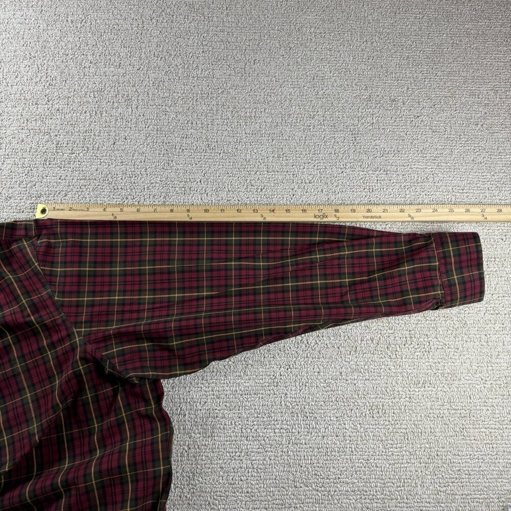 L.L. Bean Button Down Plaid Shirt Maroon Green Men’s Size XXL - Picture 6 of 8